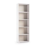 Libreria Girasole, Biblioteca a 4 ripiani regolabili, Scaffale per libri, Mobile da parete con ripiani, 100% Made in Italy, 60x30h195 cm, Bianco e Rovere