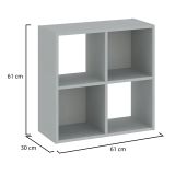 Libreria Grigio 2 Ripiani Installazione a Terra 61x30x61h cm, Struttura Verticale - Liha