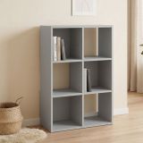 Libreria Grigio 4 Ripiani Installazione a Terra 61x30x91h cm, Struttura Verticale - Lifasa