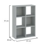 Libreria Grigio 4 Ripiani Installazione a Terra 61x30x91h cm, Struttura Verticale - Lifasa