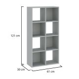 Libreria Grigio 6 Ripiani Installazione a Terra 61x30x121h cm, Struttura Verticale - Lifatila