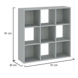 Libreria Grigio 6 Ripiani Installazione a Terra 91x30x91h cm, Struttura Verticale - Liga