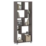 Libreria Grigio 8 Ripiani Installazione a Terra 68x25x161h cm, Struttura Aperta - Veniano