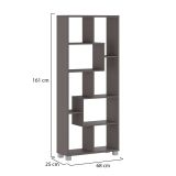 Libreria Grigio 8 Ripiani Installazione a Terra 68x25x161h cm, Struttura Aperta - Veniano