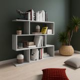 Libreria Grigio Cemento 3 Ripiani Installazione a Terra 110x25x96h cm, Sfumatura Colore Struttura Cemento - Terzolas