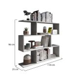 Libreria Grigio Cemento 3 Ripiani Installazione a Terra 110x25x96h cm, Sfumatura Colore Struttura Cemento - Terzolas