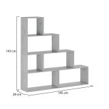 Libreria Grigio Cemento 3 Ripiani Installazione a Terra 145x28x143h cm, Sfumatura Colore Struttura Cemento - Serole