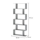 Libreria Grigio Cemento 5 Ripiani Installazione a Terra 80x25x191h cm, Sfumatura Colore Struttura Cemento - Clisi
