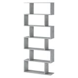 Libreria Grigio Cemento 5 Ripiani Installazione a Terra 80x25x191h cm, Sfumatura Colore Struttura Cemento - Clisi