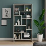 Libreria Grigio Cemento 8 Ripiani Installazione a Terra 68x25x161h cm, Struttura Aperta - Veniano