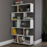 Libreria Hamal, Scaffale da ufficio, Mobile portalibri, Biblioteca, 90x20h156 cm, Bianco