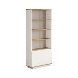 Libreria Heze, Scaffale da ufficio, Mobile portalibri, Biblioteca, 75x27h168 cm, Quercia e Bianco