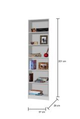 Libreria Ian, 57x28h201 cm, Bianco