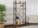 Libreria in legno massello pino e nera 90x180h cm - Suriel