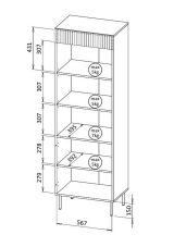 Libreria Lourosa, Mobile portalibri con vani aperti e un'anta, Design moderno e minimale, 185x42 h60 cm, Noce e Beige