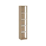Libreria Marguerite, Scaffale da ufficio, Mobile portalibri, Biblioteca, 34x41 h205 cm, Rovere e Bianco