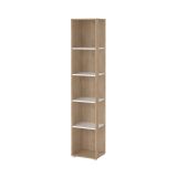 Libreria Marguerite, Scaffale da ufficio, Mobile portalibri, Biblioteca, 34x41 h205 cm, Rovere e Bianco