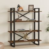 Libreria Marrone Nero 4 Ripiani Installazione Libera 106x33x120h cm, Materiale Struttura in Metallo - Inverigo