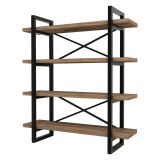 Libreria Marrone Nero 4 Ripiani Installazione Libera 106x33x120h cm, Materiale Struttura in Metallo - Inverigo
