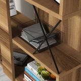 Libreria Marrone Noce 10 Ripiani Installazione Libera 90x22x167h cm, Struttura Verticale - Campagna