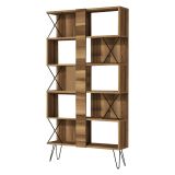 Libreria Marrone Noce 10 Ripiani Installazione Libera 90x22x167h cm, Struttura Verticale - Campagna