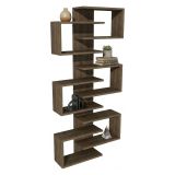 Libreria Marrone Noce 11 Ripiani Installazione Fissaggio al Muro 75x21x161h cm, Sfumatura Colore Struttura Noce - Trenzano