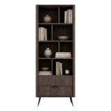 Libreria Marrone Noce 2 Cassetti 4 Ripiani 88x38x194h cm, con Piedini - Kada