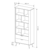 Libreria Marrone Noce 2 Cassetti 4 Ripiani 88x38x194h cm, con Piedini - Kada