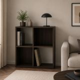 Libreria Marrone Noce 2 Ripiani Installazione a Terra 61x30x61h cm, Struttura Verticale - Liha