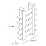 Libreria Marrone Noce 3 Ripiani Installazione Libera 120x23x120h cm, Struttura Verticale - Marenzo