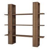 Libreria Marrone Noce 3 Ripiani Installazione Libera 120x23x120h cm, Struttura Verticale - Marenzo
