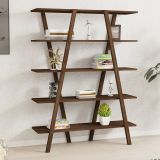 Libreria Marrone Noce 4 Ripiani Installazione Libera 115x30x144h cm, Struttura Verticale - Soragna