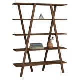 Libreria Marrone Noce 4 Ripiani Installazione Libera 115x30x144h cm, Struttura Verticale - Soragna