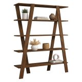 Libreria Marrone Noce 4 Ripiani Installazione Libera 120x25x150h cm, Struttura Verticale - Tertenia