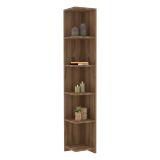 Libreria Marrone Noce 5 Ripiani Installazione Libera 25x25x160h cm, Struttura Verticale - Tufillo