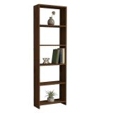 Libreria Marrone Noce 5 Ripiani Installazione Libera 50x20x160h cm, Struttura Verticale - Burcei