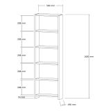 Libreria Marrone Noce 5 Ripiani Installazione Libera 50x20x160h cm, Struttura Verticale - Burcei
