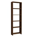 Libreria Marrone Noce 5 Ripiani Installazione Libera 50x20x160h cm, Struttura Verticale - Burcei