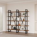 Libreria Marrone Noce 5 Ripiani Utilizzabile Come Divisorio Locale 154.8x34x180h cm, Struttura Bifacciale - Colli