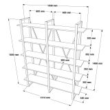 Libreria Marrone Noce 5 Ripiani Utilizzabile Come Divisorio Locale 154.8x34x180h cm, Struttura Bifacciale - Colli