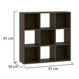 Libreria Marrone Noce 6 Ripiani Installazione a Terra 91x30x91h cm, Struttura Verticale - Liga