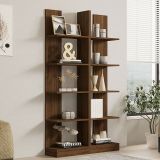 Libreria Marrone Noce 8 Ripiani Installazione Libera 100x26x187h cm, Struttura Verticale - Noasca
