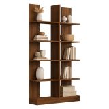 Libreria Marrone Noce 8 Ripiani Installazione Libera 100x26x187h cm, Struttura Verticale - Noasca