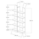 Libreria Marrone Noce 8 Ripiani Installazione Libera 100x26x187h cm, Struttura Verticale - Noasca