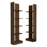 Libreria Marrone Noce 8 Ripiani Installazione Libera 100x26x187h cm, Struttura Verticale - Noasca