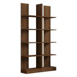 Libreria Marrone Noce 8 Ripiani Installazione Libera 100x26x187h cm, Struttura Verticale - Noasca