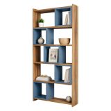 Libreria Marrone Noce blu Ardesia 4 Ripiani Installazione Libera 80x22x170h cm, Sfumatura Colore Struttura Noce - Policoro