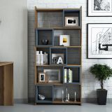 Libreria Marrone Noce blu Ardesia 4 Ripiani Installazione Libera 80x22x170h cm, Sfumatura Colore Struttura Noce - Policoro