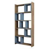 Libreria Marrone Noce blu Ardesia 4 Ripiani Installazione Libera 80x22x170h cm, Sfumatura Colore Struttura Noce - Policoro