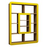 Libreria Marrone Noce Giallo 8 Ripiani Installazione Libera 108x22x140h cm, Sfumatura Colore Struttura Noce - Caltrano